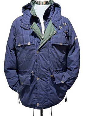 Vintage Triple FAT Goose Size Medium Navy Blue Goose Down Puffer Jacket Mens